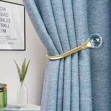 2 Pcs Curtain Holdbacks With Clear  Ball, Decorative Wall Mounted Drapery Tiebacks With Screws, Window Treatment Holdbacks For Home Decor - Gold - View 2