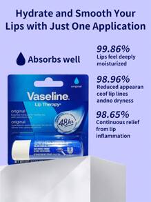 1pc 4.8g Vaseline Original Deeply Moisturizing Anti-Cracking Lip Balm, High Purity Micro-Crystalline + Vitamin E, Smooth Application, Locks In Moisture, Nourishes & Fades Lip Lines, Suitable For Dry, Sensitive Lips, Daily Use - 4.8g Original - View 2