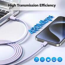10FT/3M Tương thích với Bộ sạc iPhone Sạc nhanh, 1-3 Gói Bộ sạc USB C 20W, Cáp sạc tường USB C 60W 10FT, Tương thích với iPhone 15/16 Pro/Max/Plus - Sạc điện thoại Nan Xanh lá Tím Hồng Trắng - Xem 5