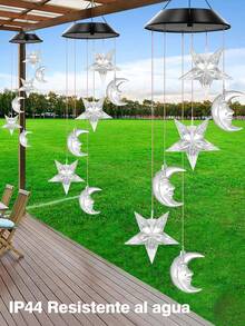 1 pieza Carillón de viento solar a prueba de agua con luz LED solar, carillón de viento que cambia de color, IP44, regalo para el Día de la Madre, regalo de cumpleaños, reunión familiar, festival, fiesta, decoración de jardín nocturno, luces solares para exteriores - Multicolor - Ver 11