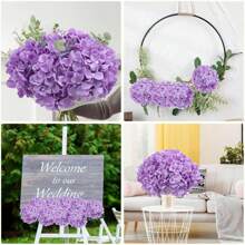 1/5/10/20pcs Hydrangea Artificial Flower Heads With Stems,Fake Hydrangea Flowers, Table Arrangement Decoration Silk Flower, Purple Fake Flower For Home Office Party Wedding, Fake Plants, Spring Decor, Room, Desk, Garden Decor, Room Decoration Stuff, Valentine Day, Gift