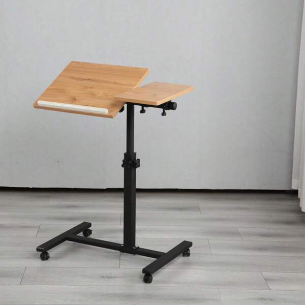 Beistelltisch Mit Rollen, Höhenverstellbarer Pflegetisch, Computertisch, Laptoptisch, PC Tisch für Büro, Betttisch Pflegebett, Schreibtisch (Holz 60.34.5.58/90cm)