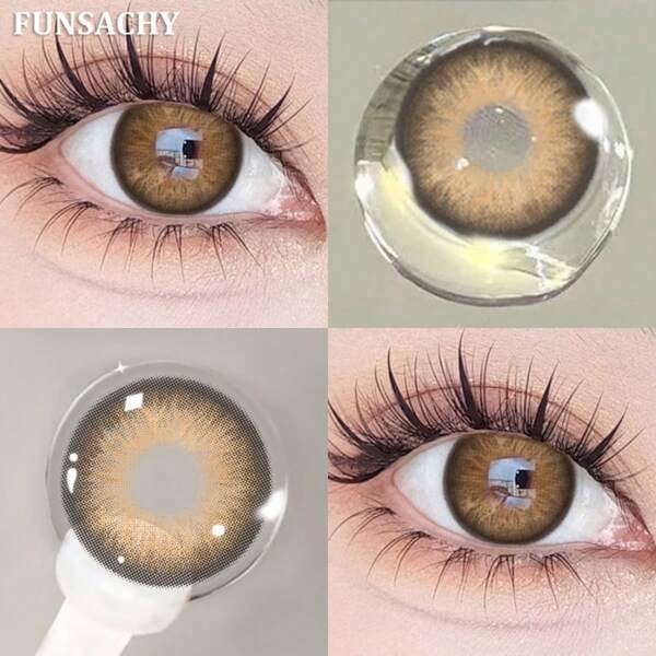 FUNSACHY 1 par de lentes de contacto de color azul verde para maquillaje de ojos y belleza, con duración de uso de 1 año, lentes de contacto de 14,5 mm de diámetro