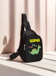 Customized Backpack And Small Shoulder Bag, Back-To-School Gift, Dinosaur-Themed, Colorful. Print Personalized Name Or Holiday Greetings. Create Your Own Backpack. This New Features A Nylon Zipper Design, Casual Versatile