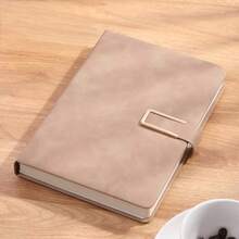 Extra Thick A5 Vintage Notebook With Magnetic Closure – Leatherette Cover, Dated English Pages & Bookmark – Professional Business Journal For Meetings, Office Notes, And College Use - Warm Sand - View 1