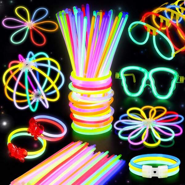 100/50 Stück Leuchtstäbe - Dauerhafte Kunststoff Mehrfarbige Leuchtstäbe, geeignet für Konzerte, Geburtstage, Halloween, Weihnachten, Festivals, Junggesellenabschiede, Abschluss, Outdoor-Events, 4. Juli und Aktivitäten für Erwachsene - Keine Batterien erforderlich, Feierbedarfsartikel ohne Federn