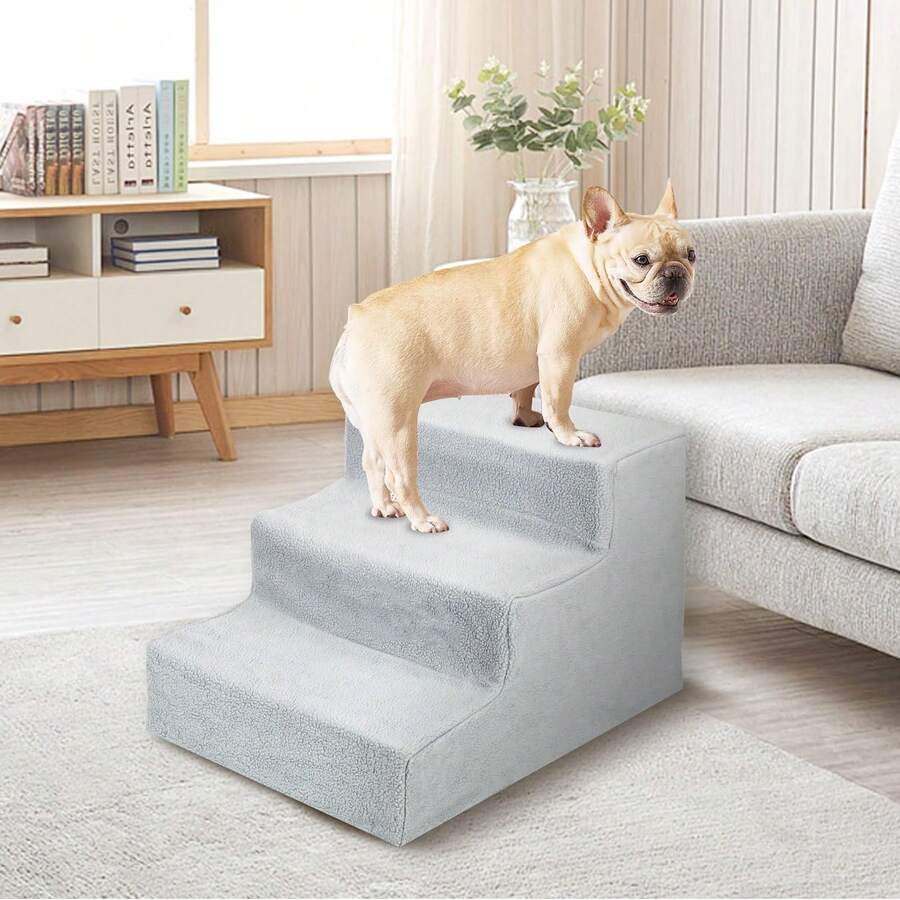 3/4-Steps Dog Ramp Non-Slip Pet Stairs For Small Dogs And Cats 3/4-Steps Dog Ramp For Sofa - Gray3-steps - View 1