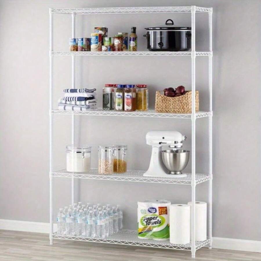 5-Tier Heavy Duty Wire Shelving Unit, 72 Inches Tall X 48 Inches Wide X 16 Inches Deep, 3000 Lb Capacity For Garage Storage And Industrial Organization - As pic - View 1