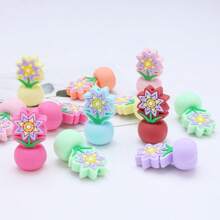 5 Peças/Pacote Contas de Flor de Silicone, Contas Focais DIY, Adequadas para Canetas Decoradas com Contas, Chaveiros, Decoração de Pulseiras, Presente de Volta às Aulas