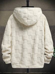 Yemwry Men's Fashionable Casual Solid Color Plush Hooded Pullover Sweatshirt, Fall