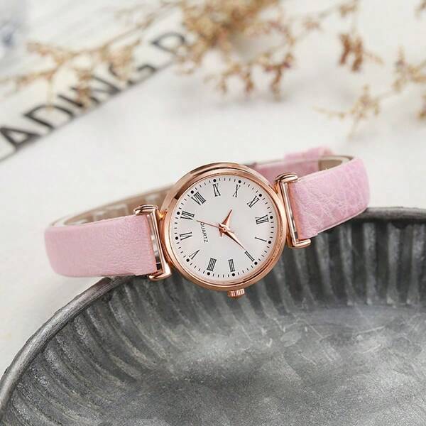 Montres pour femmes - Montre numérique multicolore pour femme avec échelle romaine en or rose, montres à quartz de luxe légères, montres pour femmes