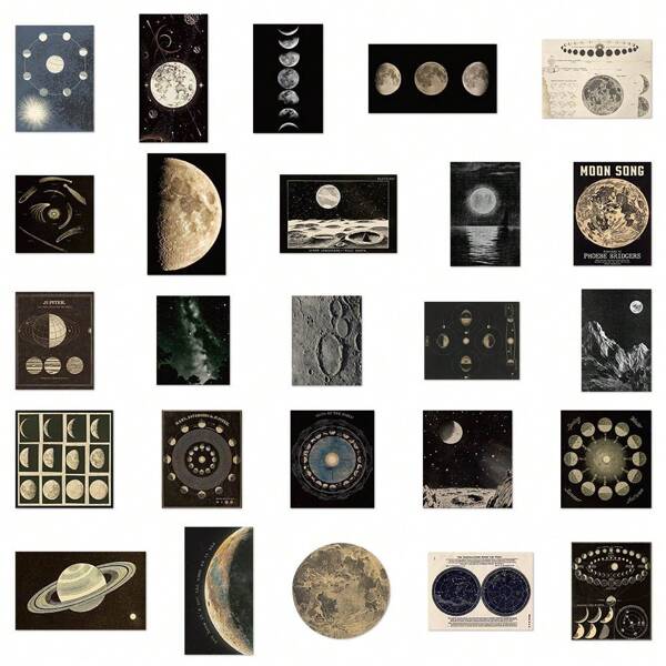50 piezas Pegatinas celestiales Pegatinas de astronomía Pegatinas de luna Pegatinas de sol y luna Pegatinas de astrología Pegatinas de planeta Pegatinas vintage para botellas de agua, Hydroflask, guitarra, equipaje, teléfono, estuche, computadora portátil, monopatín, regalo, para útiles escolares, de vuelta a la escuela