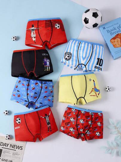 Chatreadl 7 件装男童足球印花内裤，多色可选，可爱柔软舒适，适合所有季节