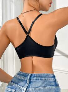 1 Stück Spitze Bralette mit Frontverschluss und tiefem V-Ausschnitt, sexy Dessous