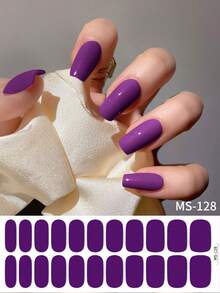 22/44/66/88片装免烤灯软胶美甲贴纸，简约纯色美甲按压式贴纸，哥特风闪粉全覆盖美甲贴纸，多种尺寸可选，黑色、白色、红色、圣诞节、万圣节、深绿色、粉色、黄色、香槟金等多种颜色。 - 彩色 - 查看 13