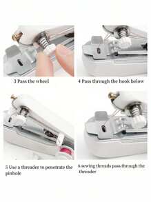 14 Freebies/ 1 Set Portable Mini Sewing Machine, Handheld Manual Easy Sewing, Home Portable Tailor, White - 1pc, Small Tailor