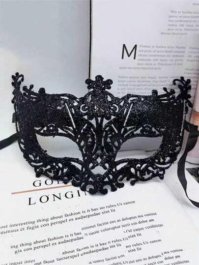 3PCS/2PCS/1PC Flat Head Gold Powder Venice Lace Mask, Ball Makeup Costume Mask Mask Eye Mask, Party Mask Eye Mask