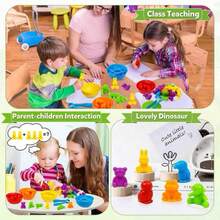 Sensory Early Education Montessori STEM Toys Set, Counting Toys Matching Games And Sorting Bowls Preschool Learning Activities Sorting Gifts(Packing Style Is Random) - Multicolor - View 4