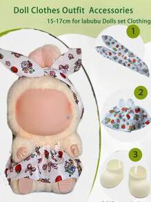 1 Set 17cm Doll Outfit Making Kit For Labubu - Multiple Adorable & Cool Styles (Clothes+Head Ornament+Shoes) /DIY Fashion Gift Set For Girls Kids & Friends/Cute Birthday Party Costumes, Stylish Easter Christmas Outfits (Doll Not Included) /Fun Music Festival & Summer Travel Role Play Accessories