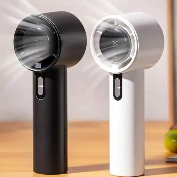 1 pièce Ventilateur à turbine portatif rechargeable - Ventilateur rechargeable USB portable, 100 vitesses réglables, refroidissement de surface compact, convient pour le voyage extérieur, le camping, le bureau, l'utilisation intérieure/extérieure, livré avec une lanière, ventilateur portatif élégant, ventilateur haute vitesse, gadget de refroidissement multifonction