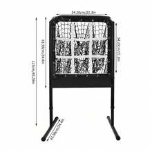 Height Adjustable Baseball Throwing Net, 9 Pitching Targets Hole Training Net, Free Standing Black Baseball Throwing Net For Patios, Ballparks And Family Backyard - Black - View 4