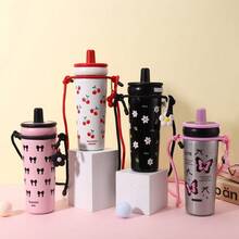 吸管保温杯不锈钢大容量旅行咖啡杯防漏便携式保温水瓶 - 彩色 - 查看 5