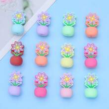5 Peças/Pacote Contas de Flor de Silicone, Contas Focais DIY, Adequadas para Canetas Decoradas com Contas, Chaveiros, Decoração de Pulseiras, Presente de Volta às Aulas