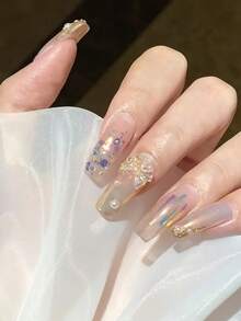 沙云日落橙色极光闪光粉 - 带有金色和蓝色色调的多色闪光，细颗粒和粗颗粒适用于美甲、音乐节化妆、DIY 美甲 - 女士指甲装饰、指甲闪光、节日美容交流