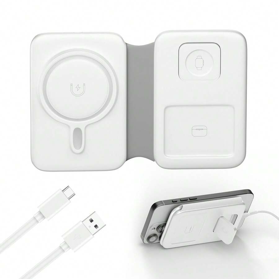 1000mAh 22.5W 移动电源，快速充电功能，2 个 USB-C 和 USB-A 接口，兼容 16、15、14、13、iPad，适合夏季、假期、户外、露营、紧急备用、送给家人和朋友的礼物、生日、磁性、无线便携式充电器适合夏季假期户外旅行/露营和免提紧急备用移动电源送给家人、朋友、生日的礼物移动电源便携式充电器磁性无线 Nan