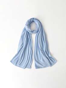 1 pièce Hijab de couleur unie avec ensemble de couvre-chef assorti pour femmes, style simple, mode et polyvalent, foulard de protection solaire avec doublure