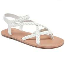 Women's Wide Width Flat Sandals, Flip Flop Casual Slip On Strappy Sandals Summer Beach Shoes For Women. - 白色 - 查看 4
