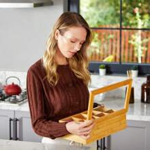 Boîte de rangement et organisateur de thé en bambou avec couvercle magnétique - fenêtre en acrylique transparent pour une vue facile - Récipient à thé en bois durable avec 8 compartiments réglables - Boîte de rangement multifonctionnelle au fini bois empilable pour sachets de thé