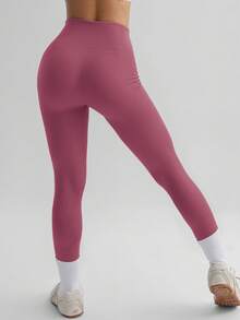 Soyun Pantaloni da yoga da donna in vita alta, sottili, in pile, aderenti, leggeri, adatti per attività all'aperto, viaggi, palestra - Rosa - Visualizzare 4