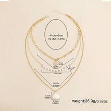 1pc 3-Layer Gold Shell & Pearl Pendant Necklace - Layered Necklace - View 5