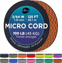 TECEUM Micro Paracord – 118 Mm X 125 Ft – Micro Utility Cord – Thin Braided Paracord Rope – Best Crafting, Projects, Fishing, Camping – Wind Chime – Survival Strong String - 火球 - 查看 1