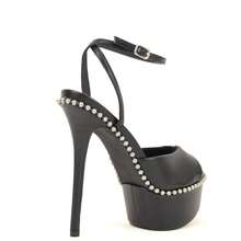 So Me Soren Peep Toe Stilleto Women's Hight Heel Platform With Stud Details And Ankle Strap. - màu đen - Xem 4