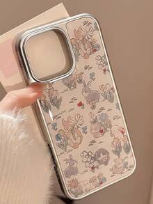 GUCADI 1 件花卉兔子设计银边硬壳环氧电镀手机壳适用于 Apple 16/15/14/13 系列 - 彩色 - 查看 4