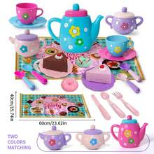 Girls' Tea Set, Tea Party Set With Teapot, Desserts, Cookies, Pretend Play, Gift For Boys And Girls