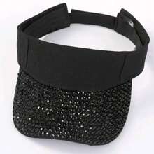 Rhinestone Decorated Crown Sun Protection Open Top Baseball Cap, Fashionable Bling Sporty Sun Hat For Summer Beach