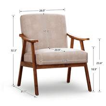 Modern Large Velvet Fabric Accent Chair With Soild Wood Legs,Camel PU - 駝色PU - 查看 8