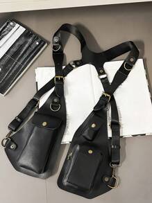 Fashionable Personalized Water-Resistant PU Material Waist Bag, Unisex Portable Casual Waist Pack Suitable For Work Commute Shopping