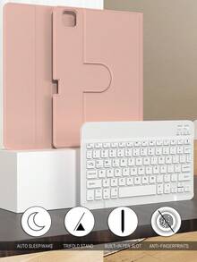 适用于 iPad 的旋转保护键盘套，兼容 iPad 第十代，采用 PU 皮革材质，适用于 iPad 10.2 英寸、第九/八/七代、Air 3/10.5 英寸、Pro 11 英寸（2018/2020/2021/2022 年款），配备亚克力背板和 Apple Pencil 插槽，适用于 iPad (A16) 11 英寸第十一代（2025 年款），支持 3 档角度调节，兼容 iPad Air 4/5/11 英寸 (M2) 2024 年款/(M3) 2025 年款，内置 150mAh 电池 - 粉色 - 粉色 - 查看 4