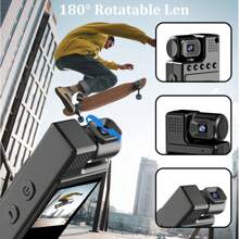 1pc Portable Security Law Enforcement Video Conference Recorder. It Is Equipped With A 180° Rotating High-Definition Night Vision Camera And Has Functions Such As Motion Detection, Loop Recording, And Ultra-Long Standby. It Is Suitable For Outdoor Video Shooting, Such As When Cycling, And Can Also Be Used As An Action Camera. It Is An Ideal Choice For Christmas Gifts, Anniversary Souvenirs, Or Family Day Gifts.
