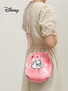 玛丽猫印花单肩包，抽绳袋时尚化妆包适合日常使用，独特的设计适合旅行和购物，是送给朋友的绝佳礼物 - 粉色 - 查看 6