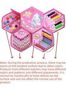 Sanrio 1Set Hello Kittys 46 Color Watercolor Brush Painting Kit Rotating Storage Painting Combination Set Suitable For School Office And Daily Use Gift(Some Parts May Be Random) School Supplies, Back To School