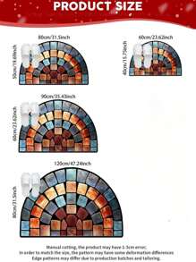 Capacho de porta com estampa de pedra colorida, 1 peça, de poliéster, lavável, com design semicircular retrô, adequado para decoração de quarto, entrada ou casa - durável, fácil de limpar, usado para decoração de porta, banheiro e entrada - disponível em vários tamanhos, resistente a manchas, resistente e à prova de poeira