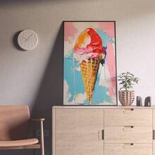 1 Pc Canvas Painting,Ice - Cream, Waffle Cone, Painting, Colors, Canvas ,Wood Framed Painting (1) Thickness 2.5 Cm/ 1 Inch-Home Decoration For All Occasions,Ideal New Year, Valentine's Day,Thanksgiving,Easter,Christmas Gift,Room Decoration Aesthetic,Wall Decoration Art,Perfect Gift,Autumn And Winter Wall Decoration,Living Room Decoration, Bedroom Decoration, Kitchen Decoration, Entry Decoration, Bathroom Decoration, Direct Wall Painting, High Quality Wall Painting Poster,Modern Home Decoration Stretched And Framed Ready To Hang - Multicolor - View 6