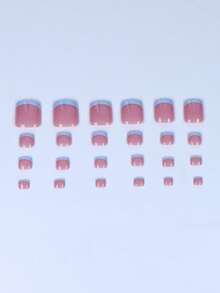 288Pcs /12Set Chic French Tip Press-On Nails Set Line Decoration- Medium Square Shape With Glossy Finish, Easy Application Kit, Salon-Quality, Long-Lasting Wear, Includes Nail File & Adhesive Tabs - Perfect For Women And Girls Nail Supplies Nails - Multicolor - View 6