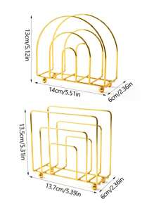 1pc Gold Iron Paper Towel Holder, Multifunctional Paper Napkin Clip For Dining Room, Restaurant, Cafe, Bar, Unique Gold Frame/Half Circle Design, Suitable For Dining Table, Coffee Table, Kitchen Counter, Tabletop Decor