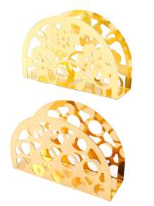 1pc Gold Hollow Semicircle/Semicircular Flower Napkin Holder, Decorative Tissue Paper Dispenser, Metal Napkin Rack For Home Use